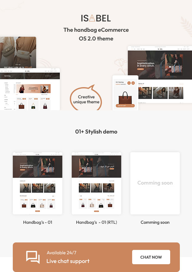 Isabel - Handbag eCommerce Responsive Shopify 2.0 Theme